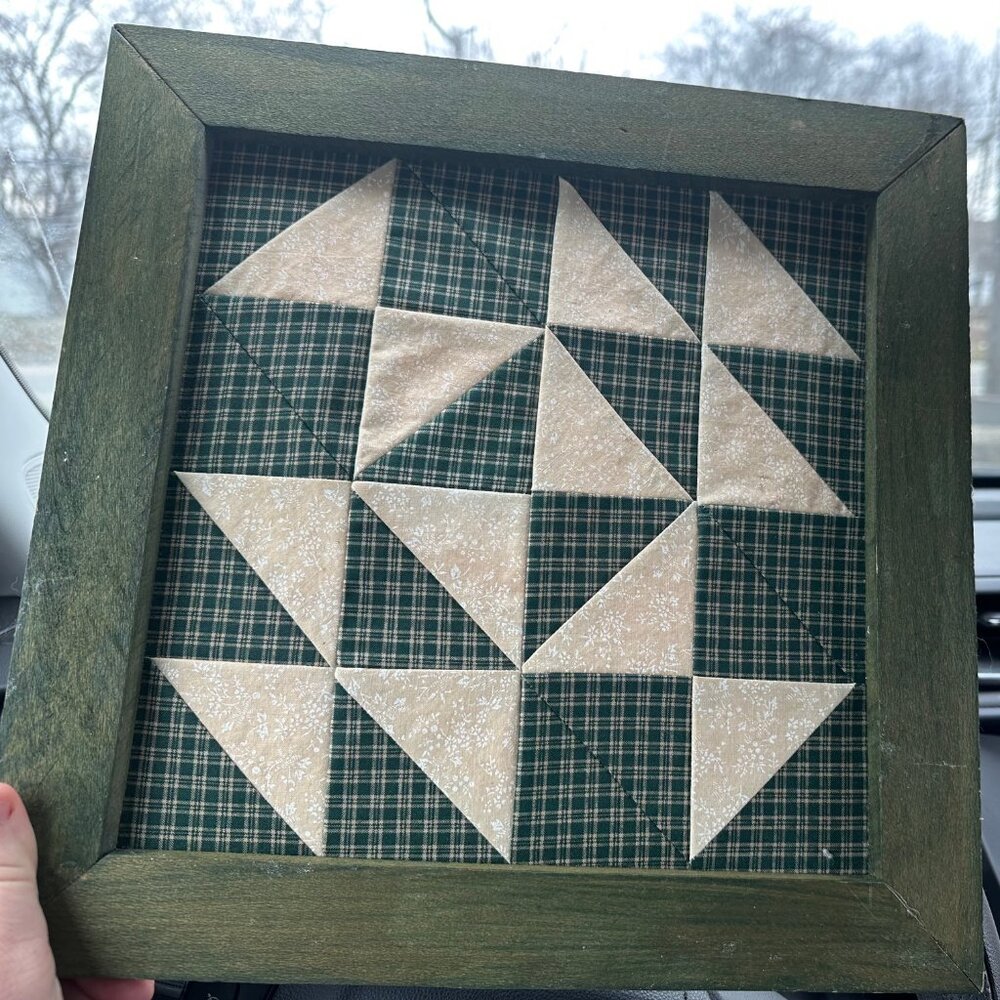 Framed Quilt Cat And Mouse Block